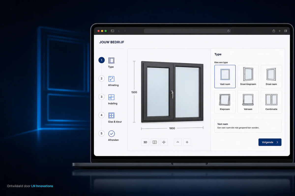 White-label kozijnconfigurator op maat, ontwikkeld door LN Innovations